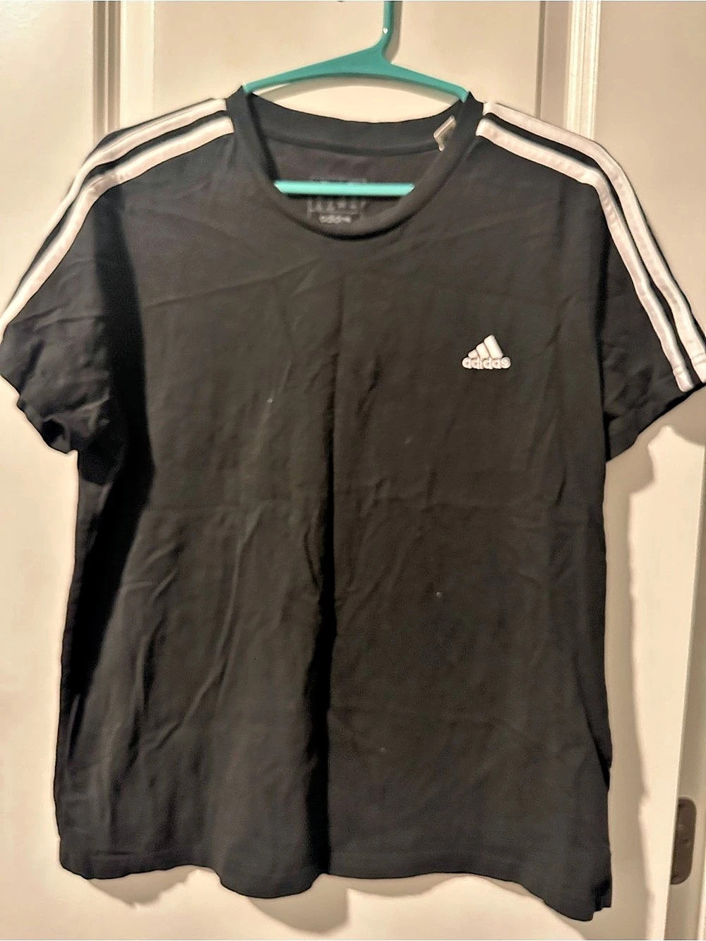 adidas 3-Stripes Slim Fit T-Shirt Black & White Tee XL